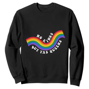 No Kings But Yas Queens LGBTQ Pride Retro Rainbow Sweatshirt