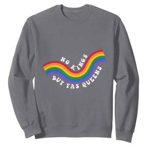 No Kings But Yas Queens LGBTQ Pride Retro Rainbow Sweatshirt