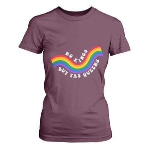 No Kings But Yas Queens LGBTQ Pride Retro Rainbow T Shirt For Women