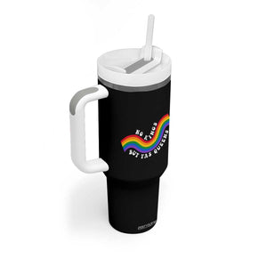 No Kings But Yas Queens LGBTQ Pride Retro Rainbow Tumbler With Handle