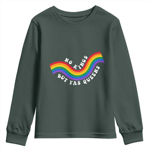 No Kings But Yas Queens LGBTQ Pride Retro Rainbow Youth Sweatshirt