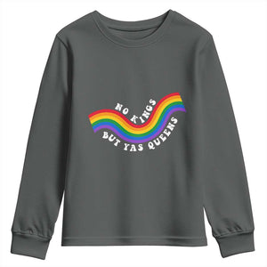 No Kings But Yas Queens LGBTQ Pride Retro Rainbow Youth Sweatshirt