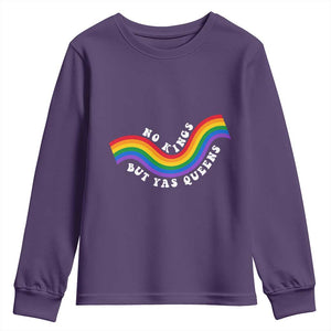 No Kings But Yas Queens LGBTQ Pride Retro Rainbow Youth Sweatshirt