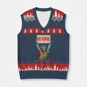 No Kings But Yas Queens V-Neck Knit Sweater Vest Statue Of Liberty LGBTQ Pride Ally Pride