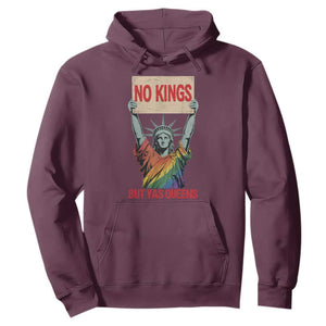 No Kings But Yas Queens Hoodie Statue Of Liberty LGBTQ Pride Ally Pride TS11 Maroon Print Your Wear