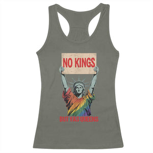 No Kings But Yas Queens Racerback Tank Top Statue Of Liberty LGBTQ Pride Ally Pride TS11 Military Green Print Your Wear
