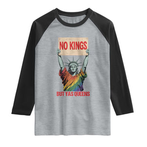 No Kings But Yas Queens Raglan Shirt Statue Of Liberty LGBTQ Pride Ally Pride TS11 Heather Gray Black Print Your Wear