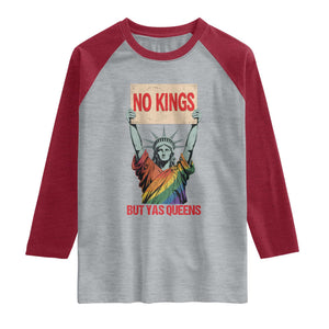 No Kings But Yas Queens Raglan Shirt Statue Of Liberty LGBTQ Pride Ally Pride TS11 Heather Gray Heather Red Print Your Wear