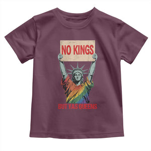 No Kings But Yas Queens Toddler T Shirt Statue Of Liberty LGBTQ Pride Ally Pride TS11 Maroon Print Your Wear