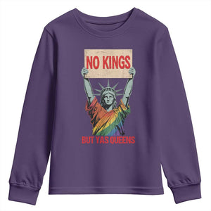 No Kings But Yas Queens Youth Sweatshirt Statue Of Liberty LGBTQ Pride Ally Pride TS11 Purple Print Your Wear
