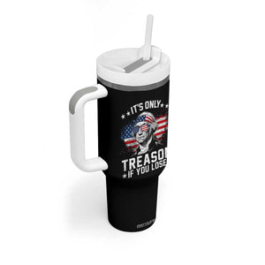 It Is Only Treason If You Lose George Washington Tumbler With Handle Funny 4th of July Vintage American Flag