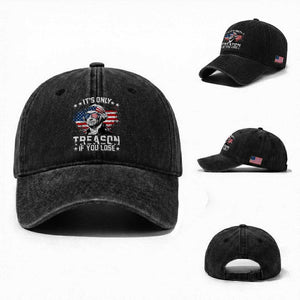 It Is Only Treason If You Lose George Washington Washed Cotton Baseball Cap Funny 4th of July Vintage American Flag