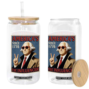 George Washington America's 1st Influencer Glass Can Funny Founding Father USA