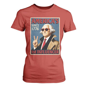 George Washington America's 1st Influencer T Shirt For Women Funny Founding Father USA