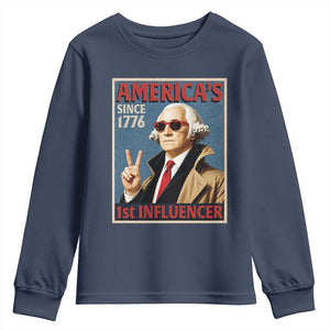 George Washington America's 1st Influencer Youth Sweatshirt Funny Founding Father USA