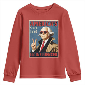 George Washington America's 1st Influencer Youth Sweatshirt Funny Founding Father USA