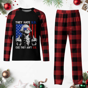 They Hate US Cuz They Ain't US Plaid Pajama Set George Washington 4th of July