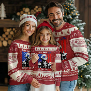 They Hate US Cuz They Ain't US Ugly Christmas Sweater George Washington 4th of July