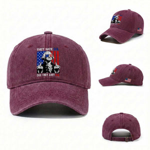 They Hate US Cuz They Ain't US Washed Cotton Baseball Cap George Washington 4th of July