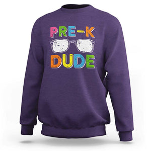 Pre-K Dude Sweatshirt First Day Of School Glasses Nerd TS11 Purple Print Your Wear