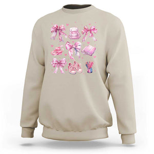 Coquette School Sweatshirt Pink Bow Heart Backpack Note Tape Pencil TS11 Sand Print Your Wear