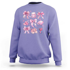 Coquette School Sweatshirt Pink Bow Heart Backpack Note Tape Pencil TS11 Violet Print Your Wear
