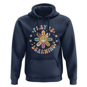 Play Is Learning Hoodie Teachers Inspirational Retro Groovy Daisy TS11 Navy Print Your Wear