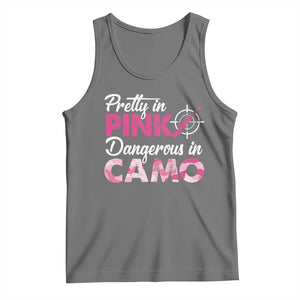 Funny Hunter Tank Top Pretty In Pink Dangerous In Camo Hunting TS11 Black Heather Print Your Wear
