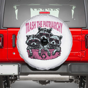 Funny Trash The Patriarchy Spare Tire Cover Feral Feminist Racoon TS11 White Print Your Wear