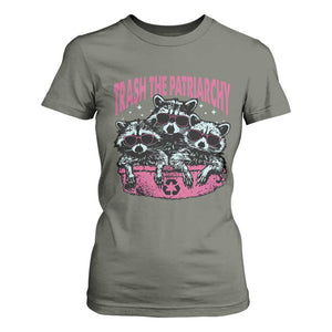 Funny Trash The Patriarchy T Shirt For Women Feral Feminist Racoon TS11 Military Green Print Your Wear