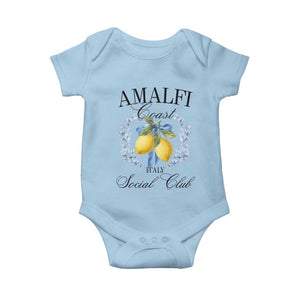 Amalfi Italy Coast Social Club Baby Onesie Coquette Bow Lemon Travel TS11 Light Blue Print Your Wear