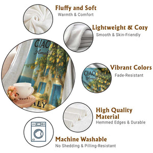 Italian Summer Amalfi Coast Throw Blanket Ciao Bella Italy Lemon TS11 Print Your Wear