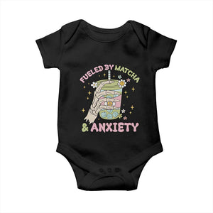 Funny Fueled By Matcha And Anxiety Baby Onesie Matcha Lover TS11 Black Print Your Wear