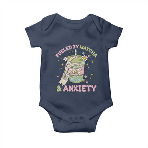 Funny Fueled By Matcha And Anxiety Baby Onesie Matcha Lover TS11 Navy Print Your Wear