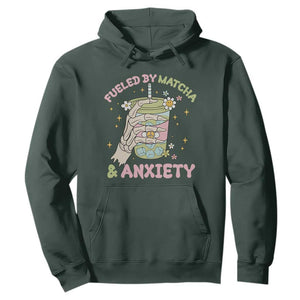 Funny Fueled By Matcha And Anxiety Hoodie Matcha Lover TS11 Dark Forest Green Print Your Wear