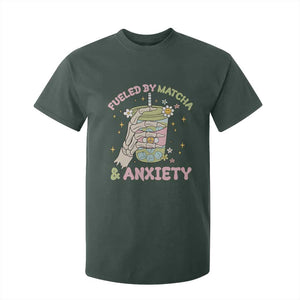 Funny Fueled By Matcha And Anxiety T Shirt For Kid Matcha Lover TS11 Dark Forest Green Print Your Wear