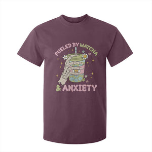 Funny Fueled By Matcha And Anxiety T Shirt For Kid Matcha Lover TS11 Maroon Print Your Wear