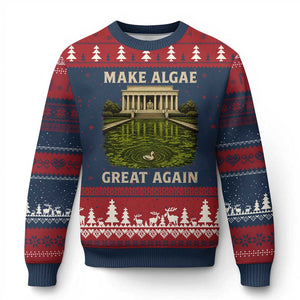 Make Algae Great Again Ugly Christmas Sweater Funny Lincoln Memorial Reflecting Pool
