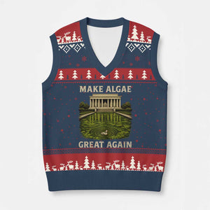 Make Algae Great Again V-Neck Knit Sweater Vest Funny Lincoln Memorial Reflecting Pool