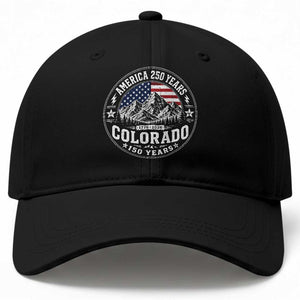 Colorado 150 America 250 Years Baseball Cap Colorado Sesquicentennial Anniversary 1876 2026