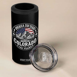 Colorado 150 America 250 Years 4 in 1 Can Cooler Tumbler Colorado Sesquicentennial Anniversary 1876 2026