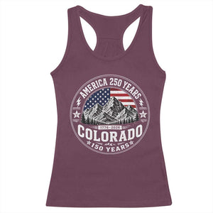 Colorado 150 America 250 Years Racerback Tank Top Colorado Sesquicentennial Anniversary 1876 2026
