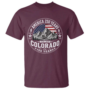 Colorado 150 America 250 Years T Shirt Colorado Sesquicentennial Anniversary 1876 2026