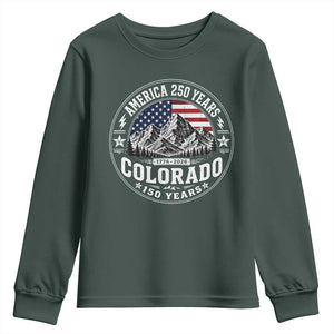 Colorado 150 America 250 Years Youth Sweatshirt Colorado Sesquicentennial Anniversary 1876 2026