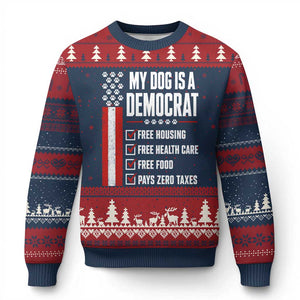 My Dog Is A Democrat Ugly Christmas Sweater Funny Political Dog Owner