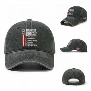 My Dog Is A Democrat Washed Cotton Baseball Cap Funny Political Dog Owner