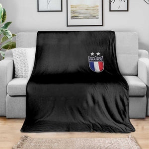 Vintage France Football Crest Two Stars French Flag Throw Blanket