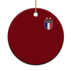 Vintage France Football Crest Two Stars French Flag Ceramic Ornament