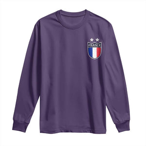 Vintage France Football Crest Two Stars French Flag Long Sleeve Shirt