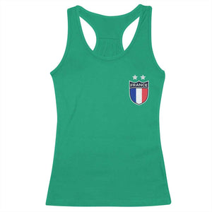 Vintage France Football Crest Two Stars French Flag Racerback Tank Top